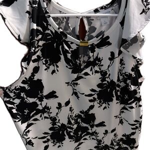 Liz Claiborne Black and White Floral Blouse